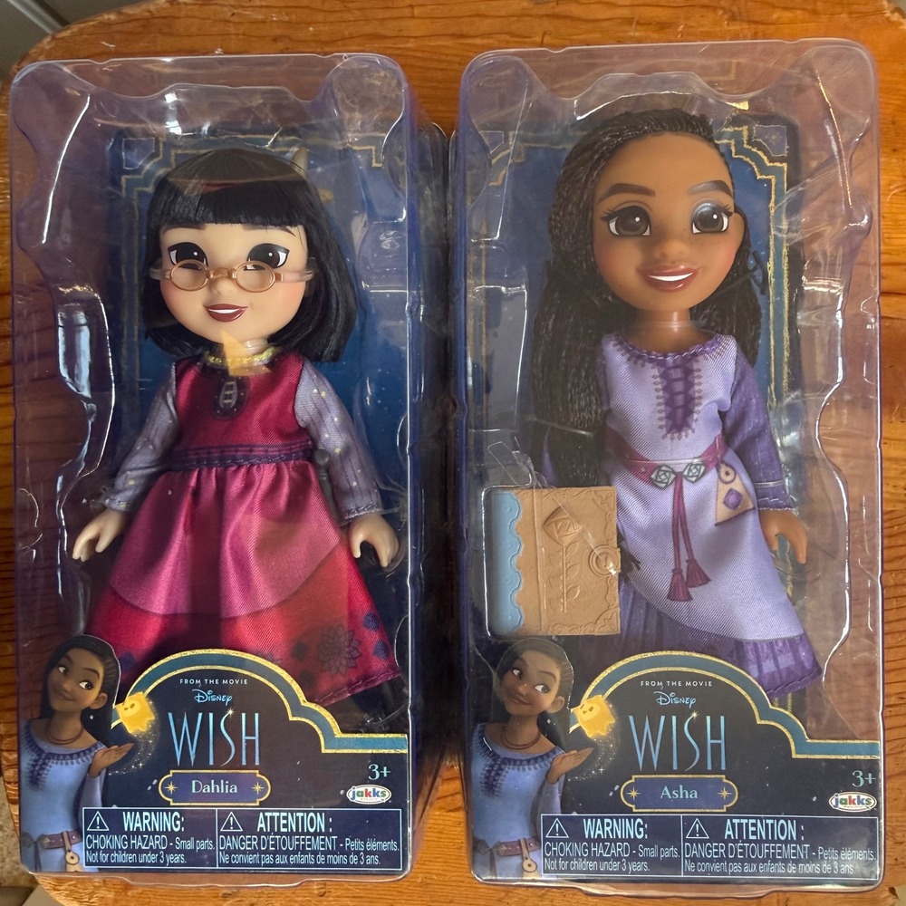 2023 Disney Movie WISH Characters Petite Posable Dolls Asha Dahlia Lot of 2 NIP